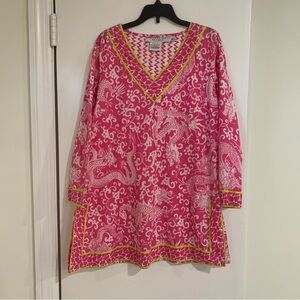 Gretchen Scott Asian Inspired Dragon Cotton Tunic Swim Coverup Size Medium